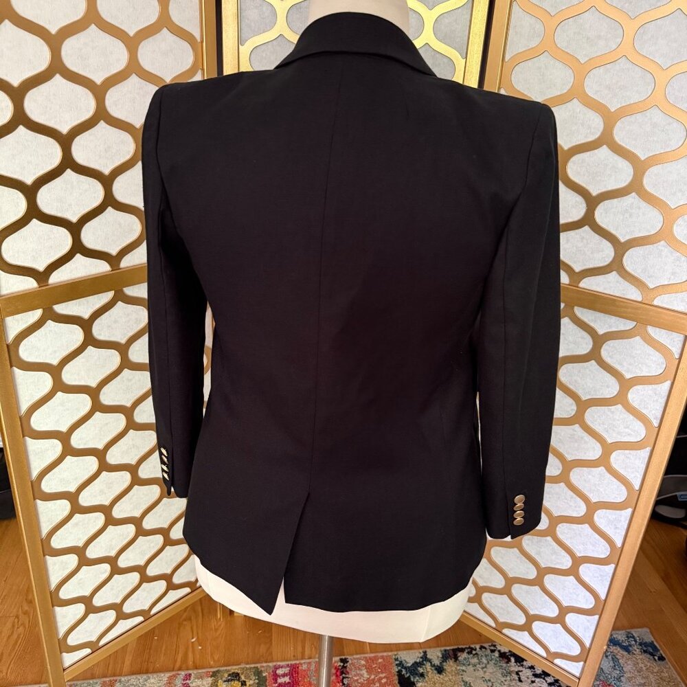 J.Crew Vivienne Navy Linen Blend Blazer 10P Petite Gold Button Tailored Jacket - Picture 7 of 16